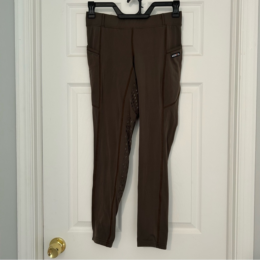 Kerrits Ice Fil Women’s Full Seat Horse Riding Tight L Mocha Color Two Pockets